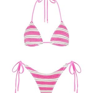 Triangl Swimwear Pink and White Striped Bikini